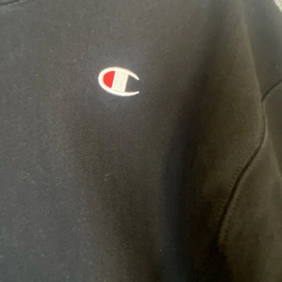 Champion Reverse Weave Black Hoodie Women’s Small Stretch Side Panel Classic Fit - Picture 5 of 14